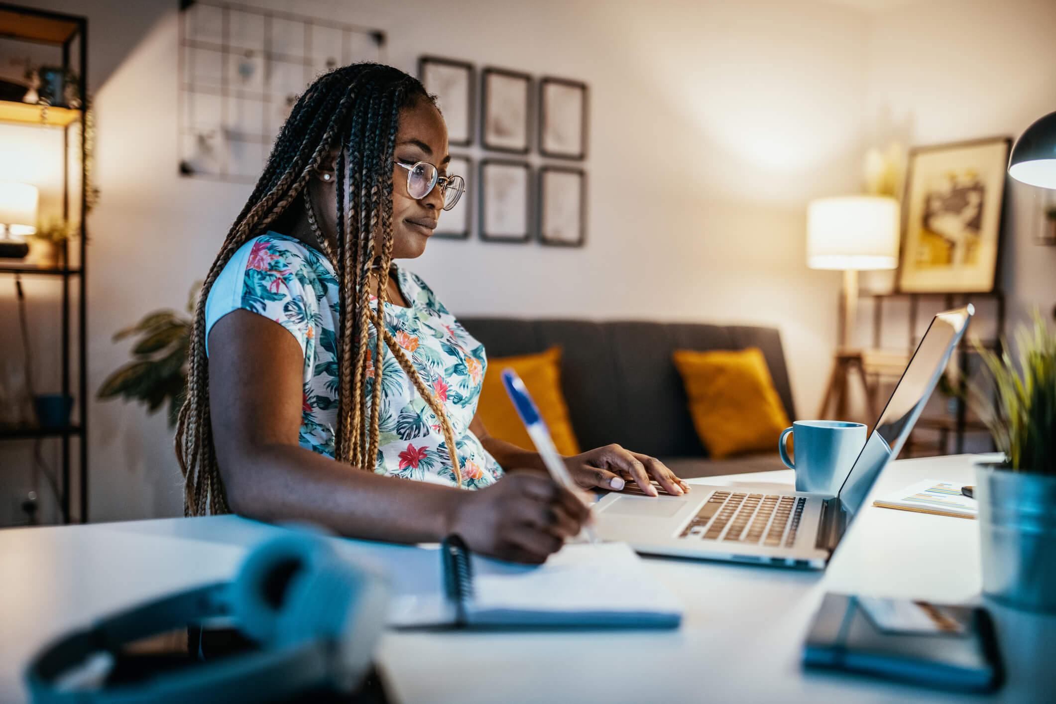 A women working on a computer.